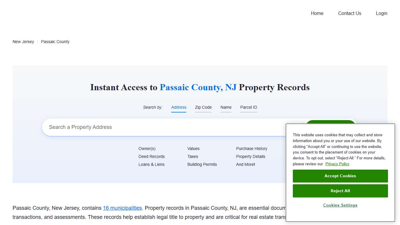 Passaic County Property Records Owners, Deeds, Permits